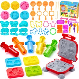 Bridokit 54-teiliges Knete Zubehör Set, Teigzubehör, Formen und Ausstechformen für Kinder, inklusive Hamburger-Maker,