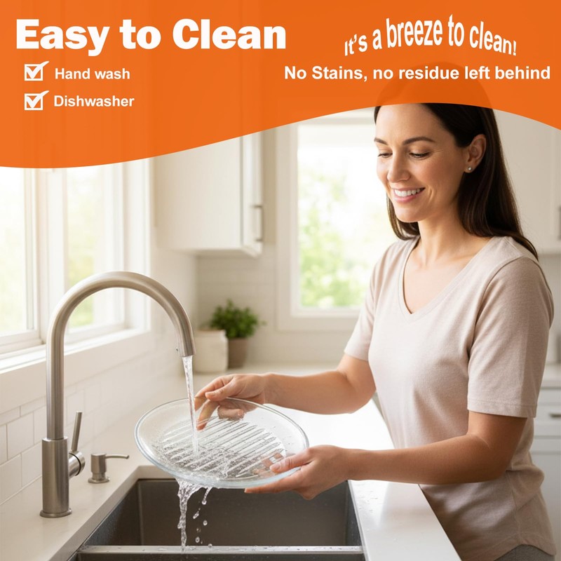 HoPliGhe Round Glass Bacon Tray for Microwave and Oven, 9.84