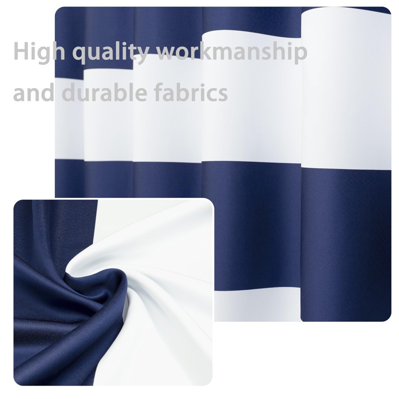 DriftAway Navy Stripe Room Darkening Window Curtains 84 Inch Long