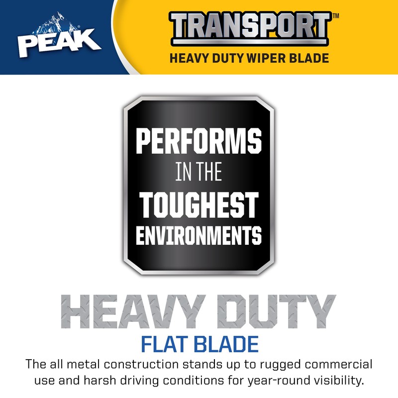 PEAK Transport Heavy Duty Windshield Wiper Blade, Durable Metal Wiper