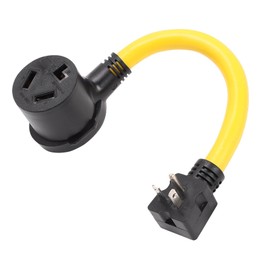 ONETAK NEMA Right Angle 5-20P to 10-30R 120V 20 Amp 3 Prong Male Plug to 3 Prong Female Receptacle Dryer Welder Power Cord Adapter