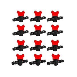 1/2 Inch Drip Irrigation Switch Valve - Barbed Ball Valve for 16mm Tube, Shut-Off Valve Hose Connectors for Garden (12 Pack)
