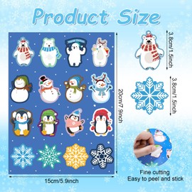 Clabby 320 Pcs Colorful Winter Stickers Snowman Snowflake Labels Stickers Homework Tests Assignments Adhesive Xmas Stickers Gift Envelopes Seals Tags for Christmas Party(Vivid Style)
