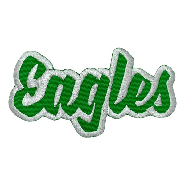 (2"x4") Eagles, Team Spirit, Embroidered, Iron on Patch (Green Twill/White
