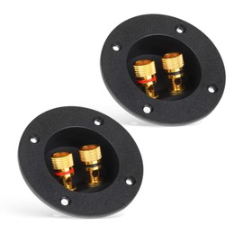 2 Pcs Speaker Sub Box Terminals Cup for Subwoofer Box Black 3 Inch Round 2-Way Spring Loaded Jacks Wire Connector Binding Post Cup Connector Subwoofer Plug for Speaker Sub Home Car Stereo
