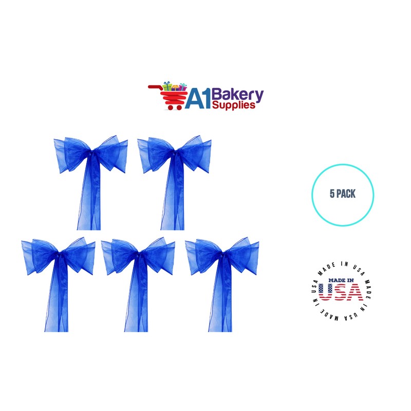 Royal Blue 4" Bows x 18 Loops Organza Ribbon Pull