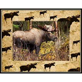 SMS Gifts Moose Scatter Laser Engraved Wood Picture Frame Landscape (5 x 7)