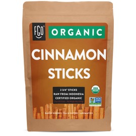 FGO Organic Korintje Cinnamon Sticks, 100% Raw from Indonesia, 100+ Sticks 2 3/4" Length (Pack of 1)