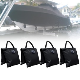 Boat Cover Water Bags, Marine Grade Mooring Kit Accessories for Winterizing Covers, Thickened PVC Windproof Water Weight Bags, Each Up to 17 lbs, 4 Pack Reusable Sandbag Alternative