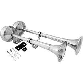 Vixen Horns Loud Powerful Dual Stainless Steel Trumpets Marine Electric Train Horn for Boats/RV/Trucks 12V Chrome VXH2112MAR