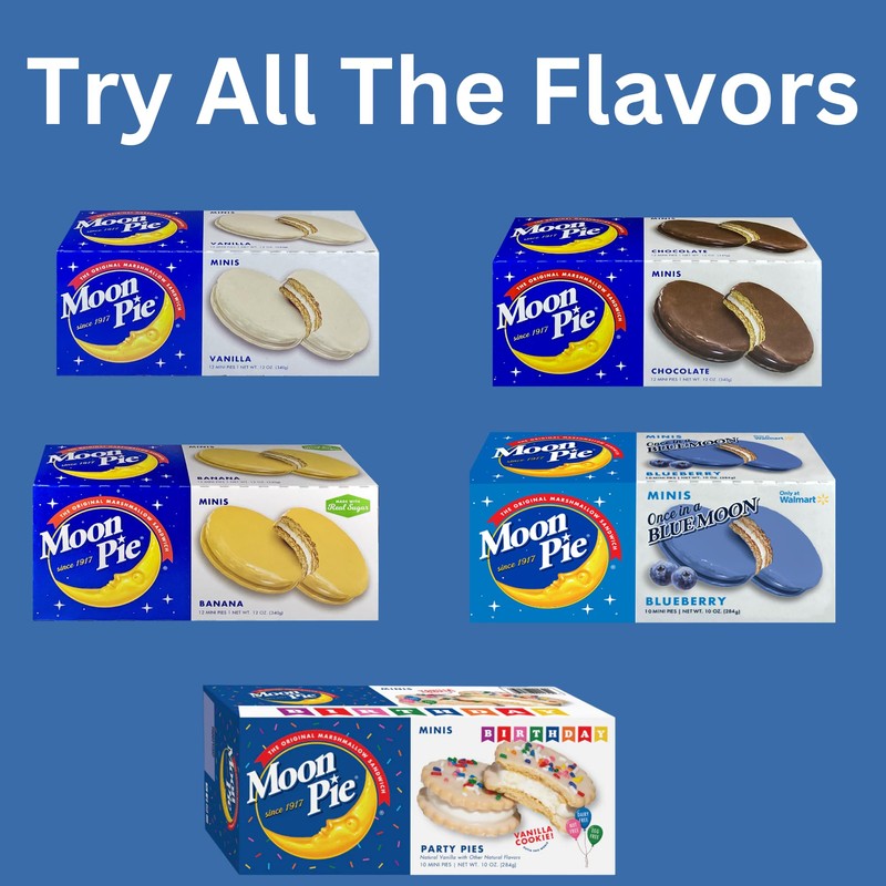 MoonPie Birthday Mini Party Pies, Vanilla Cookie, 10 Count, 10