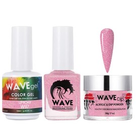WAVEGEL Soak-Off Gel, Nail Lacquer & Acrylic/Dip Powder Matching Set - Simplicity Collection - #W97 Glossy Pink
