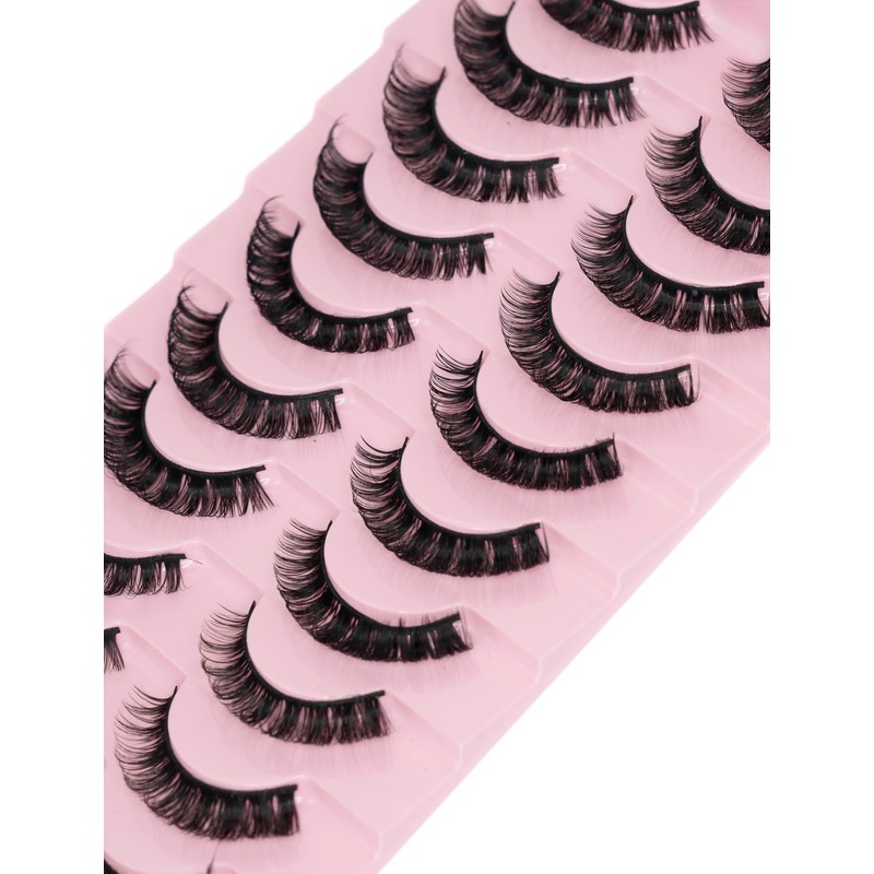 ENSHORE Russian Strip Lashes D Curl Fluffy Eyelashes Faux Mink