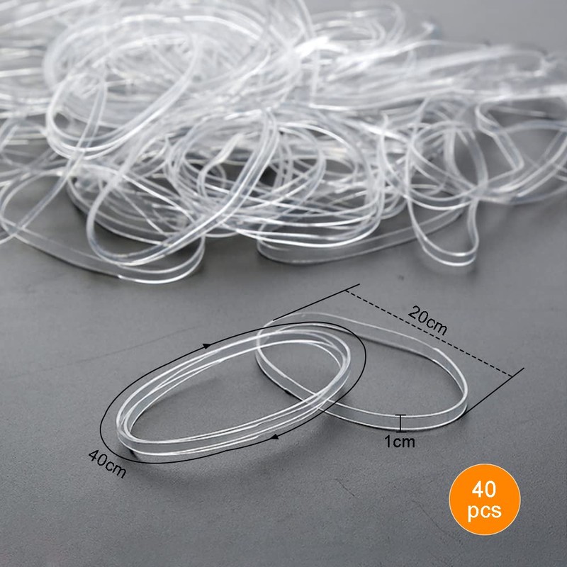 KBNIAN 40 Pcs Rubber Bands, Transparents Large Thick Rubber Bands