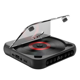 SHUAIGUO CD Player Portable BT Music Player CD Runner with Dustproof Cover 6 Modes A-B Repeat Timer Remote Control External Playback Function Home Desktop CD Player