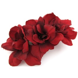 Triple Red Apple Blossom Silk Flower Hair Clip with Teeth