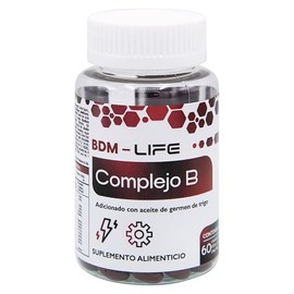 BDM-LIFE Complejo B con Aceite de Germen de Trigo, Suplemento Alimenticio, 60 Cápsulas, Apoya Energía, Sistema Nervioso y Salud del Cabello           