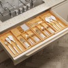 BAMEOS Expandable Silverware Drawer Organizer with Removable Knife Blocks, Bamboo
