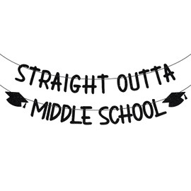 Straight Outta Middle School Banner, Peace Out Middle School, Next Stop High School, Happy Middle School Decoración de fiesta de graduación