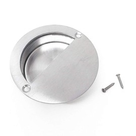 2X Polished Stainless Steel Door Handle Flush Recessed Pull Satin + Fixing Screw