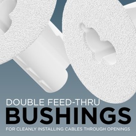 THE CIMPLE CO Dual Feed-Through Bushing for RG6 Coaxial Cable - Indoor/Outdoor Cable Passthrough and Cover for Walls, Cabinets - Double Feed-Thru Wall Grommet Replaces Coax Wallplate - White, 100 Pack