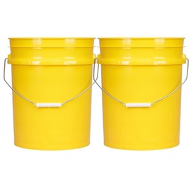 House Naturals 5 Gallon Premium HPDE Plastic Bucket - Made in USA Food Grade Storage Container, BPA Free All Purpose Pail (2, Yellow)