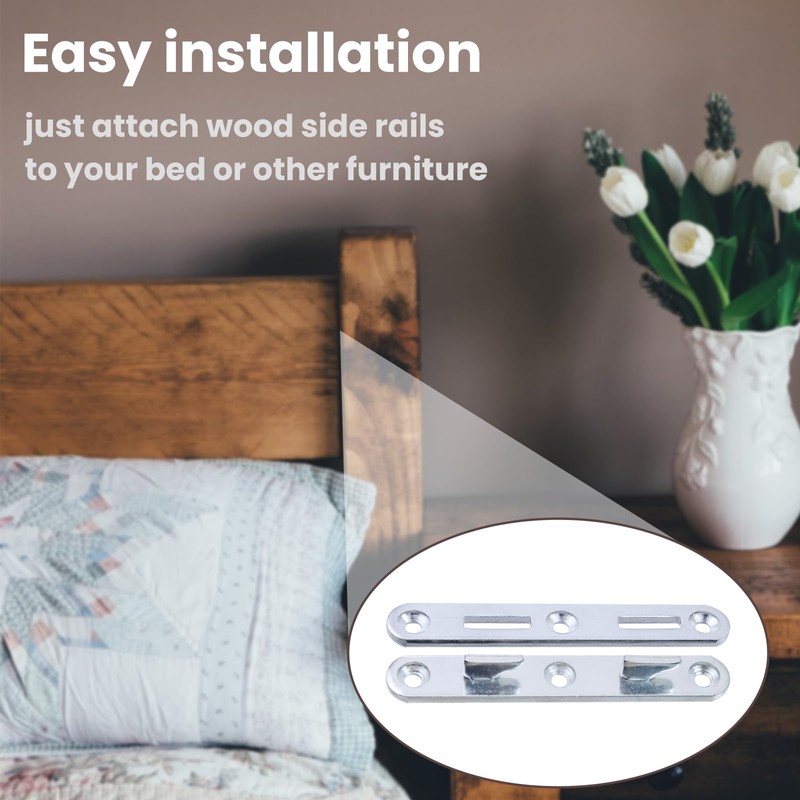 Antrader Wood Bed Rail Connecting Fittings, 5.1 Inch Zinc Round