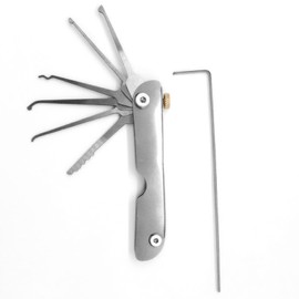 7-in-1 Lock Picking Kit – Stainless Steel Folding Lockpick Set with Single Hook Picks – Portable Locksmith Tools for Practice & Emergency Use – Lock Picking Tool for Beginners