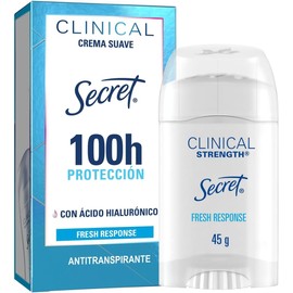 SECRET, Desodorante Mujer, Desodorante Clinical con Ácido Hialurónico, Crema Suave, Fresh Response, 45 GR