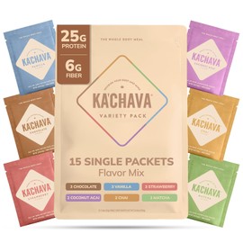 Ka’Chava Whole Body Meal Shake 6 Flavor Pack – Vegan Protein Powder with 85+ Superfoods & Greens – Plant-Based Meal Replacement with Probiotics & Digestive Enzymes – Gluten & Dairy Free (15 Servings)