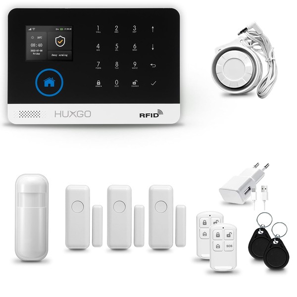 HUXGO® HXA003 Wireless Alarm System Set WiFi + GSM 4G