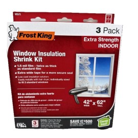 Frost King Window Insulation Indoor Shrink Kit 3 Pack 42” X 62” 1.5mil NIB
