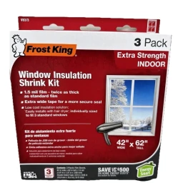 Frost King Window Insulation Indoor Shrink Kit 3 Pack 42” X 62” 1.5mil NIB