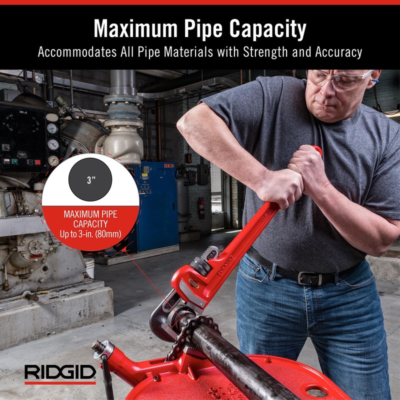 RIDGID 31030 Heavy-Duty Straight Pipe Wrench, 24" Sturdy Plumbing Wrench