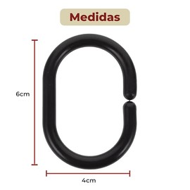 Mebix TRD Set de 12 Ganchos de Plástico para Cortina de Baño Argollas Aros Diseño Tipo C de Fácil Deslizamiento e Instalación