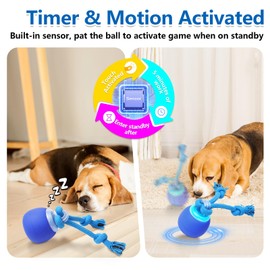 Saolife Interactive Dog Toys with Motion Activated, Squeaky Dog Toy Active Rolling Ball for Puppy and Medium Dogs, USB Rechargeable, Wicked Ball