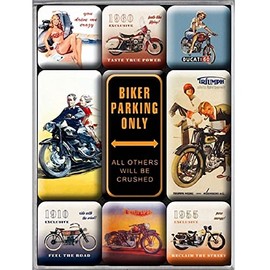 Nostalgic-Art 83018 Biker's Corner Parking Only, Magnet Set 9–Piece