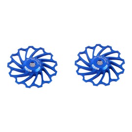 2Pcs Bicycle Rear Derailleur, Wheel Bike Guide Roller Pulley Accessories 11/13T(13T-Blue) 13T Pulley Wheels Ceramic Bearing Bicycles and Spare Parts