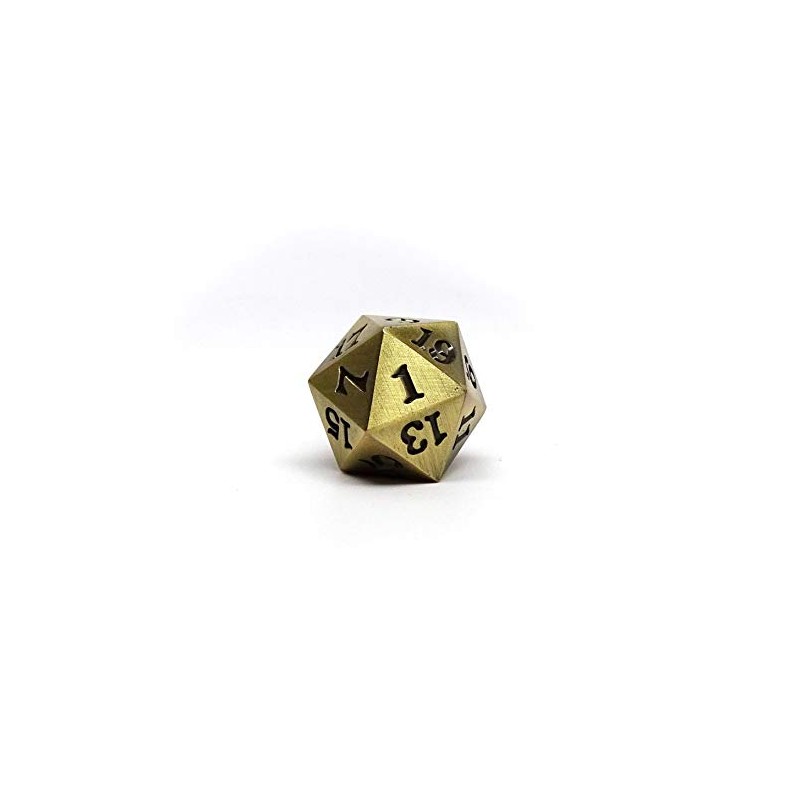 Metal D20 Single Dice - Legendary Metal Design with Signature