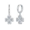 MINDDHA 18K White Gold Plated Drop Dangle Clover Huggie Hoop