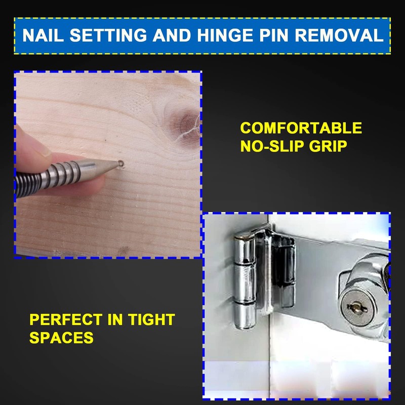 Spring Nail Set with Size Marked,Spring Loaded Center Punch,4pcs Dual