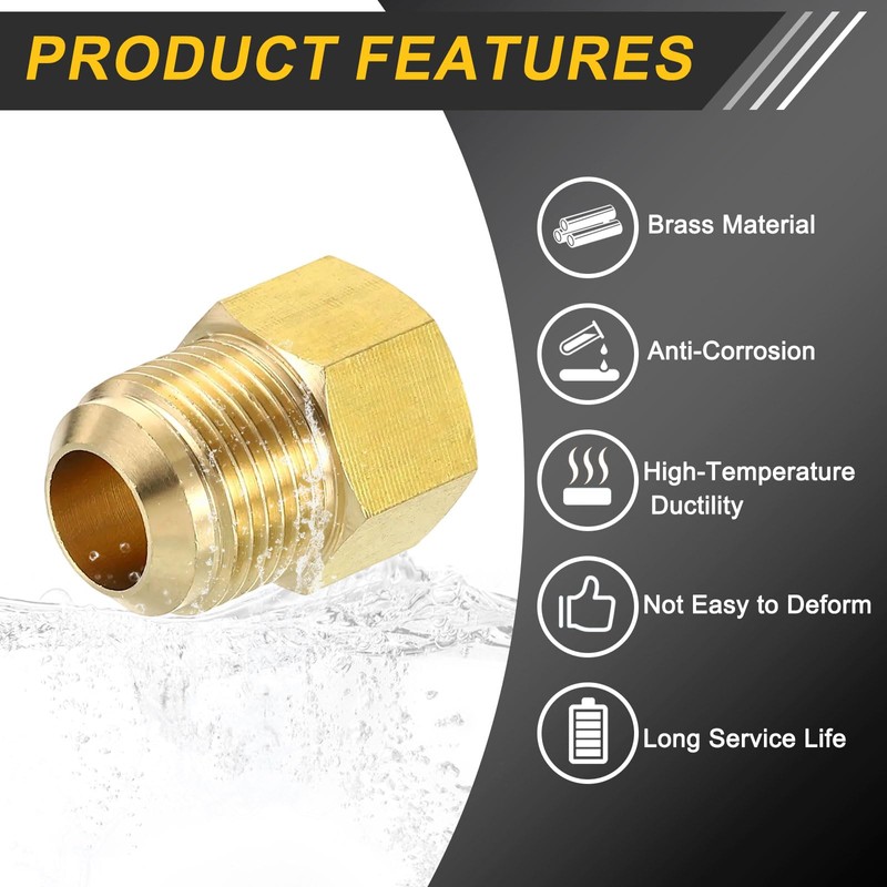 uxcell Brass Pipe Fitting, 5/8 SAE Male x 1/2 SAE