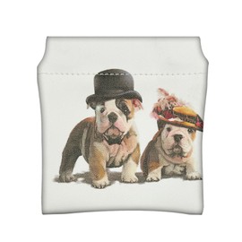 DEEZOMO Small Makeup Bag for Purse, Pocket Cosmetic Bag Squeeze Waterproof PU Leather No Zipper Self-Closing Mini Multipurpose Storage Bag for Travel, Lipsticks, Headphones, Cosmetics (Dog)