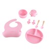 8 Pcs Silicone Baby Feeding Set Bib Suction Plate Bowl