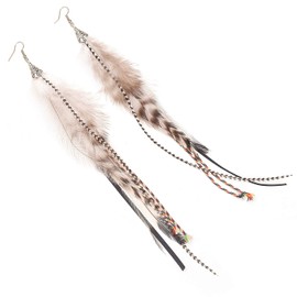 lureme Bohemian Multicolor Pheasant Feathers Dangle Earrings Handmade Natural Feather Earrings (er006314-11)