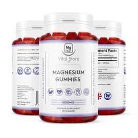 Magnesium Gummies 1000MG - Vegan 1 Month Supply - Berry Flavour - High Strength Magnesium Gummies - Magnesium Supplements, 30 Count (Pack of 1)