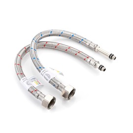 Home Range 300mm 2 Pipes M8 x 1/2" |4 Lengths| Flexible Pipe Tap Connector Stainless Steel, Hose Kitchen/Basin Isolator Valve WRAS Approved Braided Pipe for Bathroom Rust-Free Corrosion Resistant