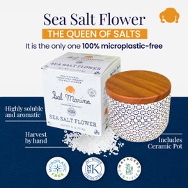 SAL MARINA | Unrefined Sea Salt Flower 11oz | Kosher Salt 100% Natural - Vegan Gluten Free Organic Table Salt Seasoning Food