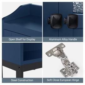 MXARLTR Over The Toilet Storage, Bathroom Storage Cabinet Over Toilet, Above Toilet Storage with Double Doors and Soft Hinges Over Toilet Storage Shelf Over The Toilet Storage Cabinet (Ultramarine)