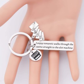BAUNA Gambler Gifts Casino Lucky Keychain with Poker Charm Playing Cards Jewelry for Poker Lovers Casino Lover Gambling Jewelry (Gambling Keychain)